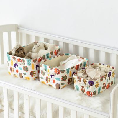 China Viable Kids Toys Cute Kids Cloth Basket Canvas Collapsible Storage Basket For Toys for sale