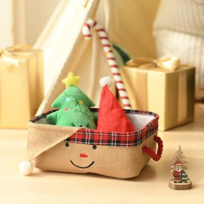 China Sustainable Carrot Nose and Pompoms Hat Storage Basket Canvas Baskets for Gifts Christmas Basket for Kids for sale