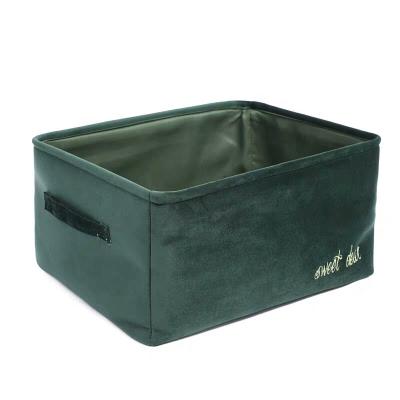 China Viable Small Size Green Gifts Christmas Velvet Basket Storage Box for sale