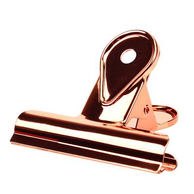 China Factory Price Metal Rose Gold Stainless Steel Cute Multicolor Bulldog Clips for sale