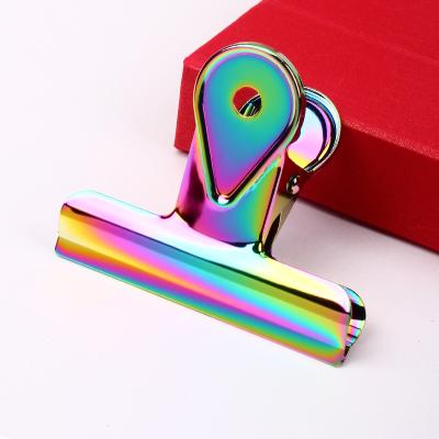 China Factory Wholesale Metal Spring Color Iron Clip Bulldog Steel Paperclip 65mm Customized for sale