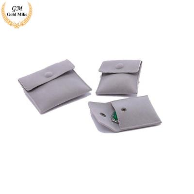 China Custom Printed Recyclable Gray Envelope Velvet Pouch Velvet Bag Pouch for Jewelry for sale