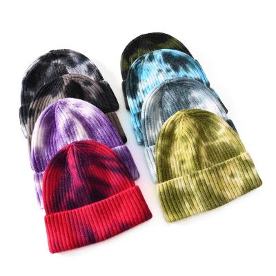 China Wholesale COMMON Adults Hign Quality Crossed Out Splash Ink Feeling Women Tie Dye Skullcap For Winter for sale