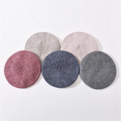 China Wool Winter Vintage French Artist Beret Women's Simple Plush Beret Hats Wholesale Knit Stylish Winter Warm Beret for sale