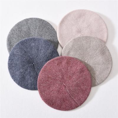 China Plush Women Wool Winter Vintage Plain Beret Hats Wholesale Knit Stylish Winter Warm Beret for sale