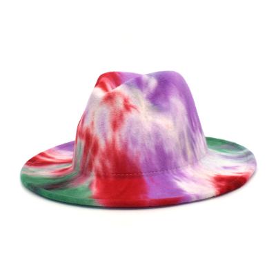 China Hot Sale Picture Fedora Hats For Felt Women Made Wool Panama Colored Woolen Women Tie Dye Hat Box Fedora for sale