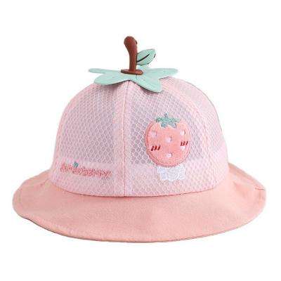 China New Comfortable Summer Child Basin Bucket Fisherman Hat Wide-Brimmed Boys Girls Hat Cartoon Fruit Baby Embroidered Fisherman Hat for sale