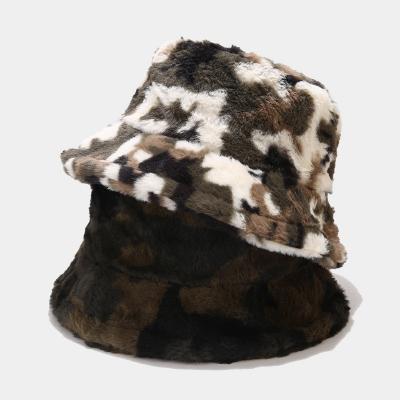 China Unisex Plush Autumn And Winter Outside Print Custom Bucket Hats Camouflage Bucket Hat for sale