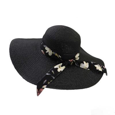 China Soft Paper Straw Hat Sun Beach Crownless Straw Hats Picture Brim Summer Beach Sun Hat Women Travel for sale