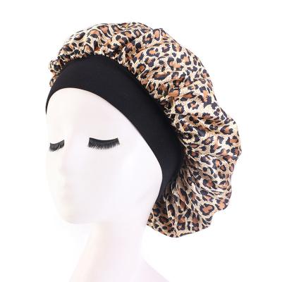 China Imitate Animal All Seasons Hats Wholesale Quality Hats Female Leopard Print Cowl Spring Satin Hood for sale