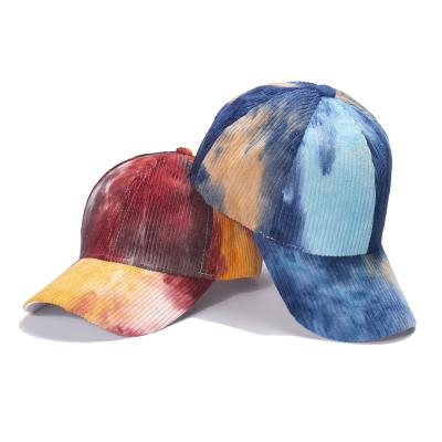 China 2022 COMMON Fashion Loose Embroidery Custom Logo Sports Cap Hat Corduroy Women Tie Dye Colorful Baseball Caps Men for sale