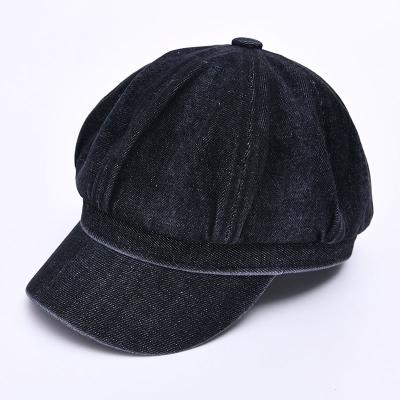 China High Quality Custom Retro Driver COMMON Newsboy Cap Logo Hat Newsboy Hat Men And Women Jeans Denim for sale