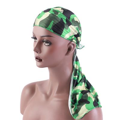 China Multifunctional Famous Brands Men's Durags Vendor Silk Bandanas Camouflage Print Men Durag Headwear Designer Headband Camo Durag for sale