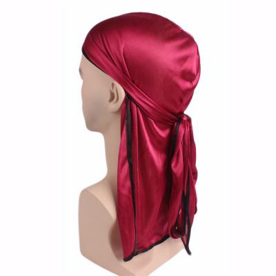 China Multifunctional Hot Trendy Designers Designer Color Silky Durags Satin Durags For Men Black White Silk Durag for sale