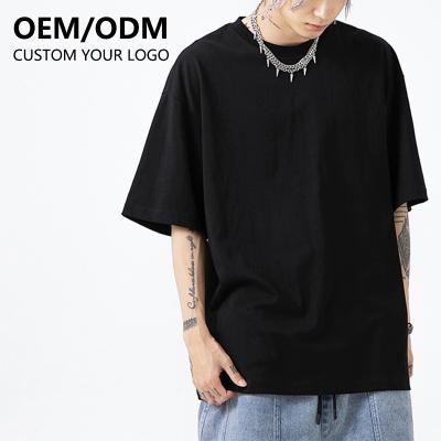 China High Quality Anti-Wrinkle Hip Hop Men Drop Shoulder T-shirt Unisex Blank Logo Custom Plain Oversize T-shirts Fashion Streetwear Cotton for sale