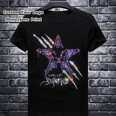 China Custom OEM Rhinestone T-shirts Organic Anti Shrink Cotton Men's T-Shirts Transfer Printing Logo Tees For Men Oversized Plus Size T Shirts for sale