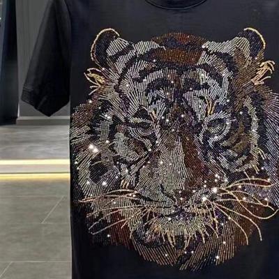 China Anti-Wrinkle Fashion New Hot Oversized Custom Logo Glitter Shine Rhinestone Men's T-Shirts Design Voss T-Shirts for sale