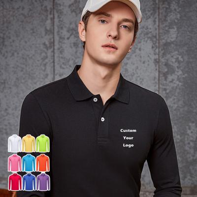 China Custom Wholesale OEM Anti-pilling 65% Polyester 35% Polyester Long Sleeve Polo T-shirts Designer Logo Printing Golf T Shirts for sale