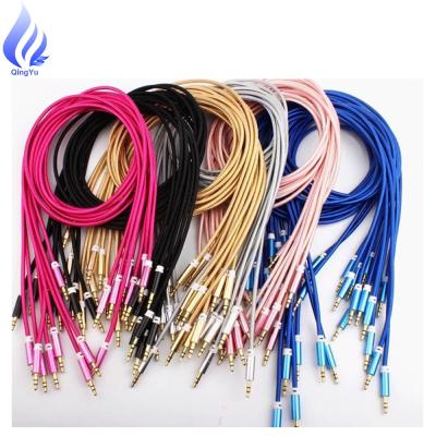 China Car 1 Meter Nylon Braided Audio Transmit 3.5Mm Connectors To 3.5Mm Jack Speaker Aux Audio Cable for sale