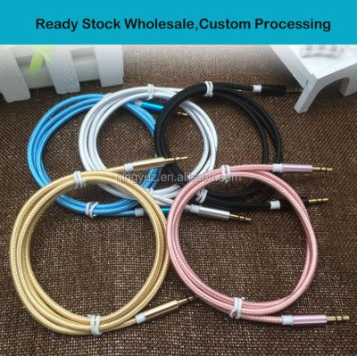 China Gold Plated 3.5mm Plug Audio Cable 2M Car Aux Cable Hot Selling Colorful Metal Nylon Braided 3.5mm Audio Cable, Male To Aux Cable. male for sale