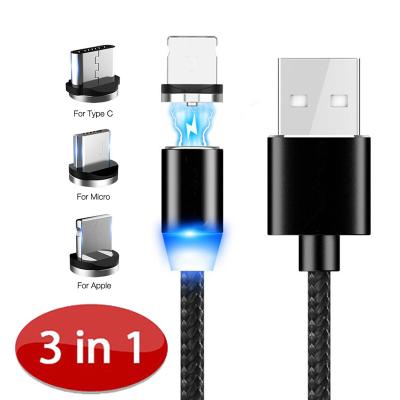 China Game Player Cable New Arrival Durable Simplistic Plug 3 In 1 Micro Usb Magnetic Fast Charging Cable Type Usb C Phone Data Cable Charger For Samsung Android IOS for sale