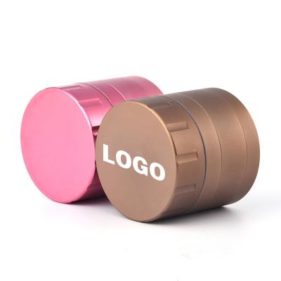 China Rukioo New Style Aluminum Frosted Herb Grinder Custom Logo Magnetic Aluminum Herb Grinder Metal Pink 4 Parts for sale