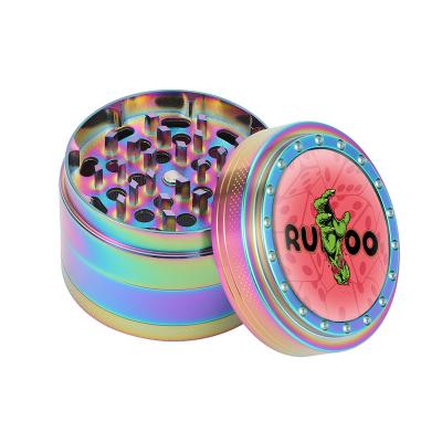 China Wholesale Custom Rukioo Dazzle Zinc Alloy Electroplating Epoxy Colored With Classic Model 2.5inch 4 Pieces Zinc Herb Grinder for sale