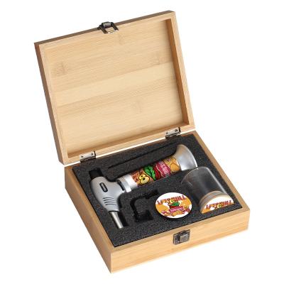 China Wholesale Custom Wood+metal Rukioo Torch Lighter Set Grinder Smoking Set for sale