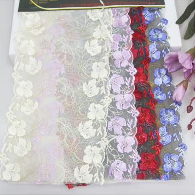 China Breathable Wholesale Custom Lace Material Fabric Flower Embroidered Fabric For Clothing Dress for sale