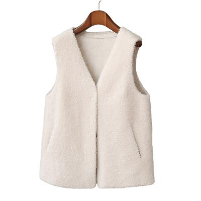 China Real PUDI Sheep Shearing Vest Women Woolen Fur Jacket Female Girl Winter Windproof Vest CT183 for sale