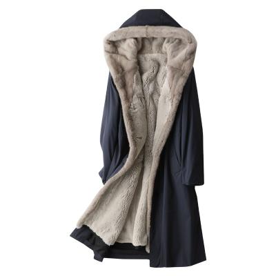 China Long REAL FUR jacket overcoat A49009 women winter cotton denim overcoat real rex fur jacket mink fur collar girl warm coat lady for sale