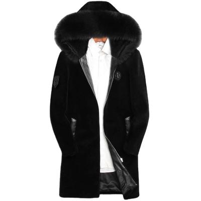 China 2020 New Fashion Mens Long Real Fur Jackets 100% Wool With Hood Fall Winter Casual Outwear MT804 for sale