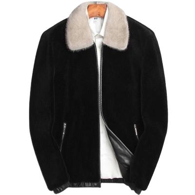 China 2020 new fashion real fur men's 100% wool short jackets with real mink fur collar fall winter casual outwear MT809 for sale