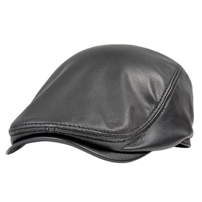 China Real Leather Mens Plush Newsboy Baseball Cap /Beret Leather Hat Winter Warm Hats HL191 for sale