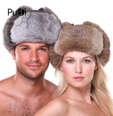 China New HR007 Waterproof Men's/Women's/Russian Bomber 100% Real Rabbit Fur Warm Hat Keep Cheek Hat Winter Hats for sale