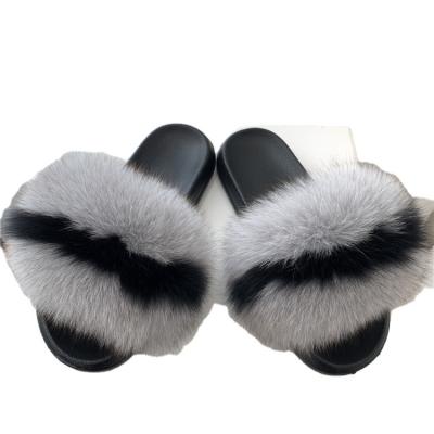 China Real Fox Women Pudi Fur Slipper Female Summer Autumn Natural Fur Slippers SL001 CUSHIONING for sale