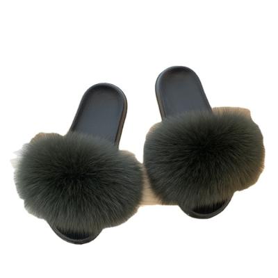 China Real Fox Women Pudi Fur Slipper Female Summer Autumn Natural Fur Slippers SL001 CUSHIONING for sale