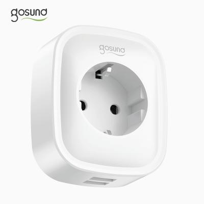 China Amazon Commercial Top Selling Eu Standard 16A Tuya Alexa Google Home Wifi Wireless Smart Home Plug With 2 Usb Ports for sale