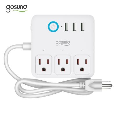 China Gosund Tuya Commercial App Wifi Surge Protector US Plug Remote Control Smart Power Strip With 3 AC Outlets + 3 USB Ports for sale