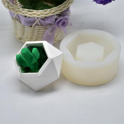 China Viable Flower Pot Shape Silicone Mold With Diamond Cut For Concrete DIY for sale