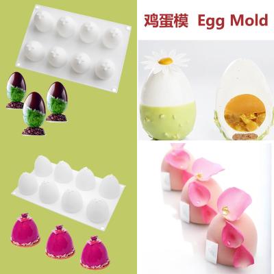 China Sustainable Cake Fondant Chocolate Pudding Mousse Dessert Bakeware Ice Decorating Mold Baking Cake Tools Single Egg Silicone Easter Mold for sale