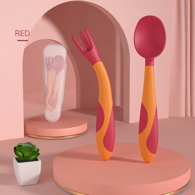 China Minimalist Baby Spoon Baby Spoon Silicone Feeding Fork For Learn Eating Silicone Bendable Spoon For Baby Kids for sale