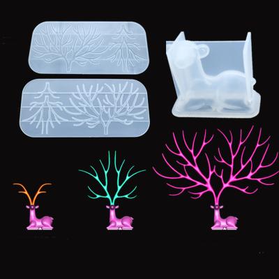 China Hot Selling Sustainable Ready To Ship Silicone Table Decoration Mold Epoxy Resin DIY Mold Deer And Antlers For Home Office Restaurant for sale