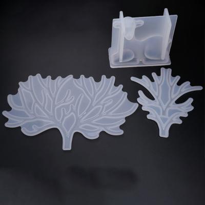 China New Design Viable Shiny Deer And Antlers 3D Table Decoration DIY Silicone Resin Mold For Epoxy Craft Making Home Decor Ornament for sale