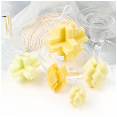 China Viable Cross Rhombic Rubik's Cube Geometry Silicone Candle Molds Mold Viable Plaster Candle Silicone Mold for sale