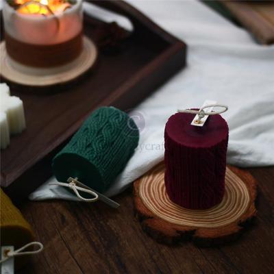 China Sustainable DIY Cylinder Christmas Knitting Candle Molds Silicone Mold For Candles for sale