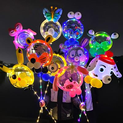 China Gift Toy Wholesale Inflatable Wide Mouth Clear Led Bobo Bubble Luminous Light Up Bobo Balloons Light Flashing Led With Sticks for sale