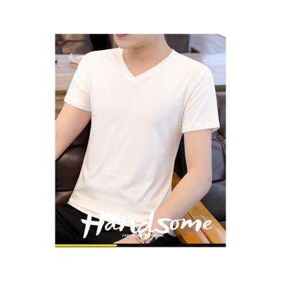 China Latest Design Top Quality Breathable V-Neck Short Sleeves Slim Fit Premium Simple T-Shirt For Men for sale