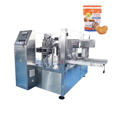 China Food Bakery Doypack Packing Machine Premade Pouch Melba Toast Automatic Weighing Packing Machine for sale