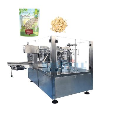 China Food Auto Weighing Natural Rotary Roast Brazil Nut Zipper Premade Bag Doypack Packaging Machine for sale